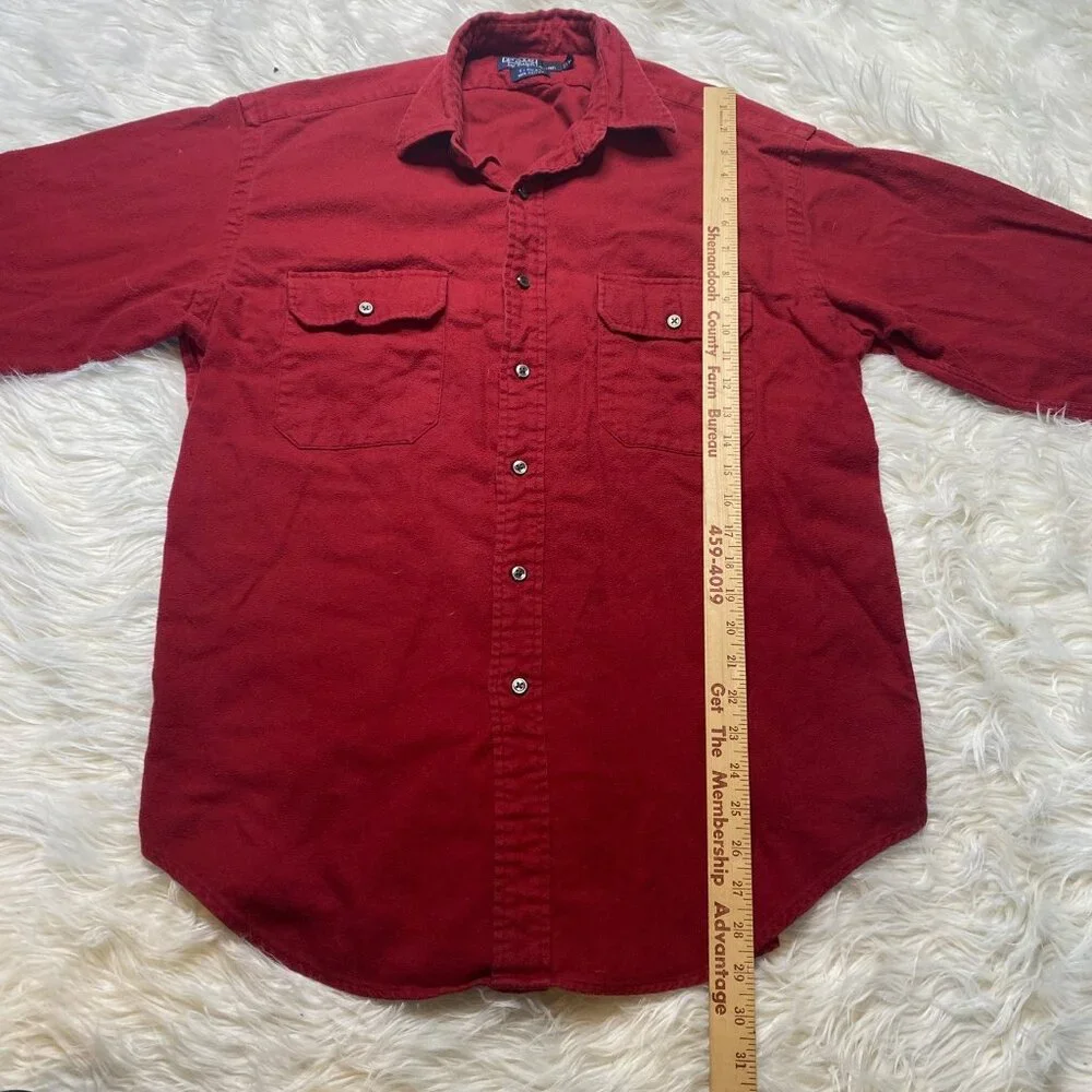 Vintage Polo Ralph Lauren GI Shirt‎ Flannel Red Mens Large Button Up Long Sleeve